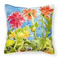 Flower - Gerber Daisies Decorative Throw Pillow 14x14 Indoor Outdoor Accent Cushion, Fabric Cover with Insert for Sofa, Bed, Porch & Living Room