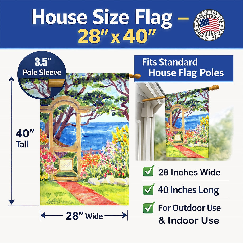 Seaside House Flag 28x40 Porch Sleeve Pole Decorative Outside Yard Banner Artwork Wall Hanging, Polyester
