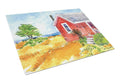 Old Red Cottage House at the lake or Beach Cutting Board Tempered Glass Kitchen Cutting Surface, Heat Resistant Chopping, Non-Slip Feet, Food Prep & Serving