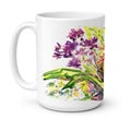 Flower Ceramic Coffee Mug 15 oz Decorative Large C Handle Mug Cup for Tea, Cocoa Hot Chocolate