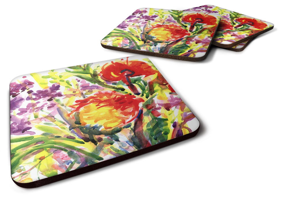Flower Foam Coasters Set of 4 Cup Coasters for Indoor Outdoor, Tabletop Protection, Anti Slip, Mouse pad Material