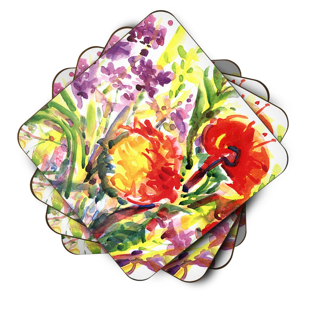 Flower Foam Coasters Set of 4 Cup Coasters for Indoor Outdoor, Tabletop Protection, Anti Slip, Mouse pad Material