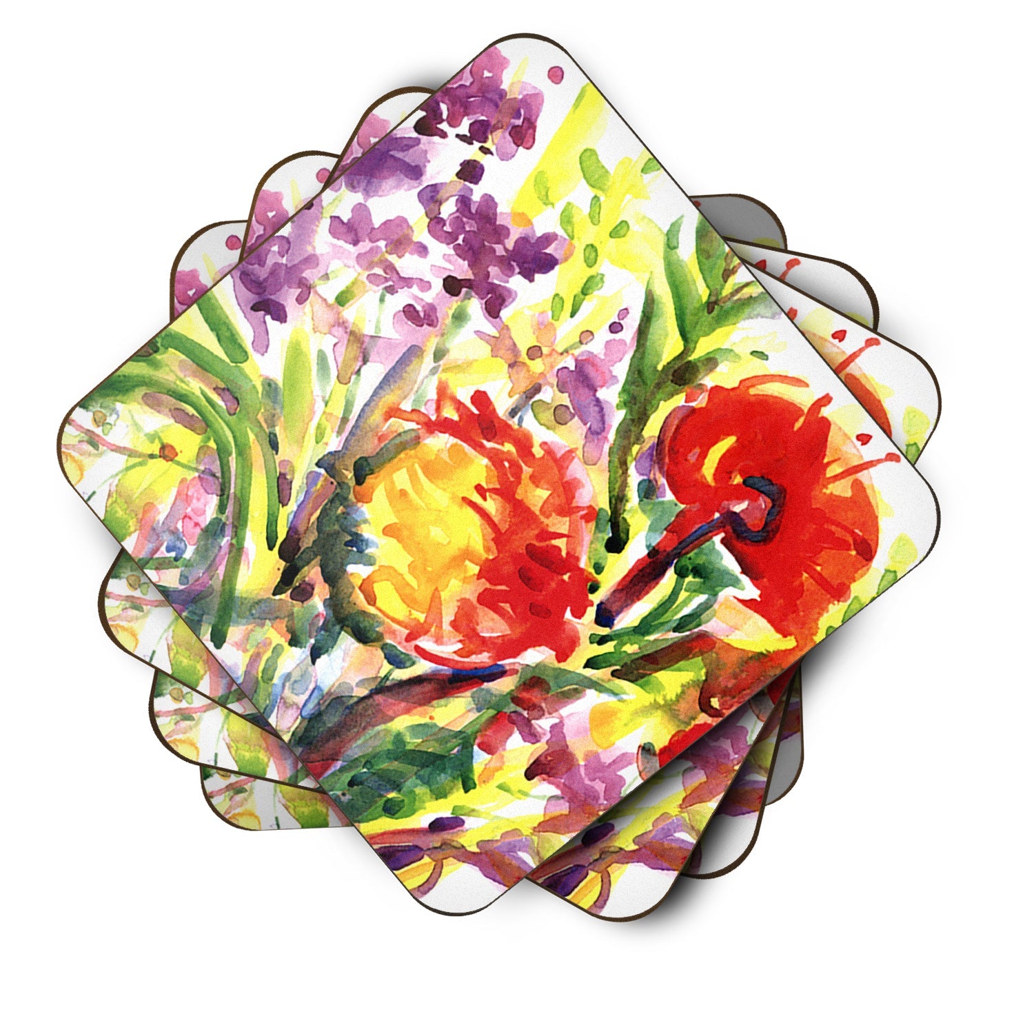 Flower Foam Coasters Set of 4 Cup Coasters for Indoor Outdoor, Tabletop Protection, Anti Slip, Mouse pad Material