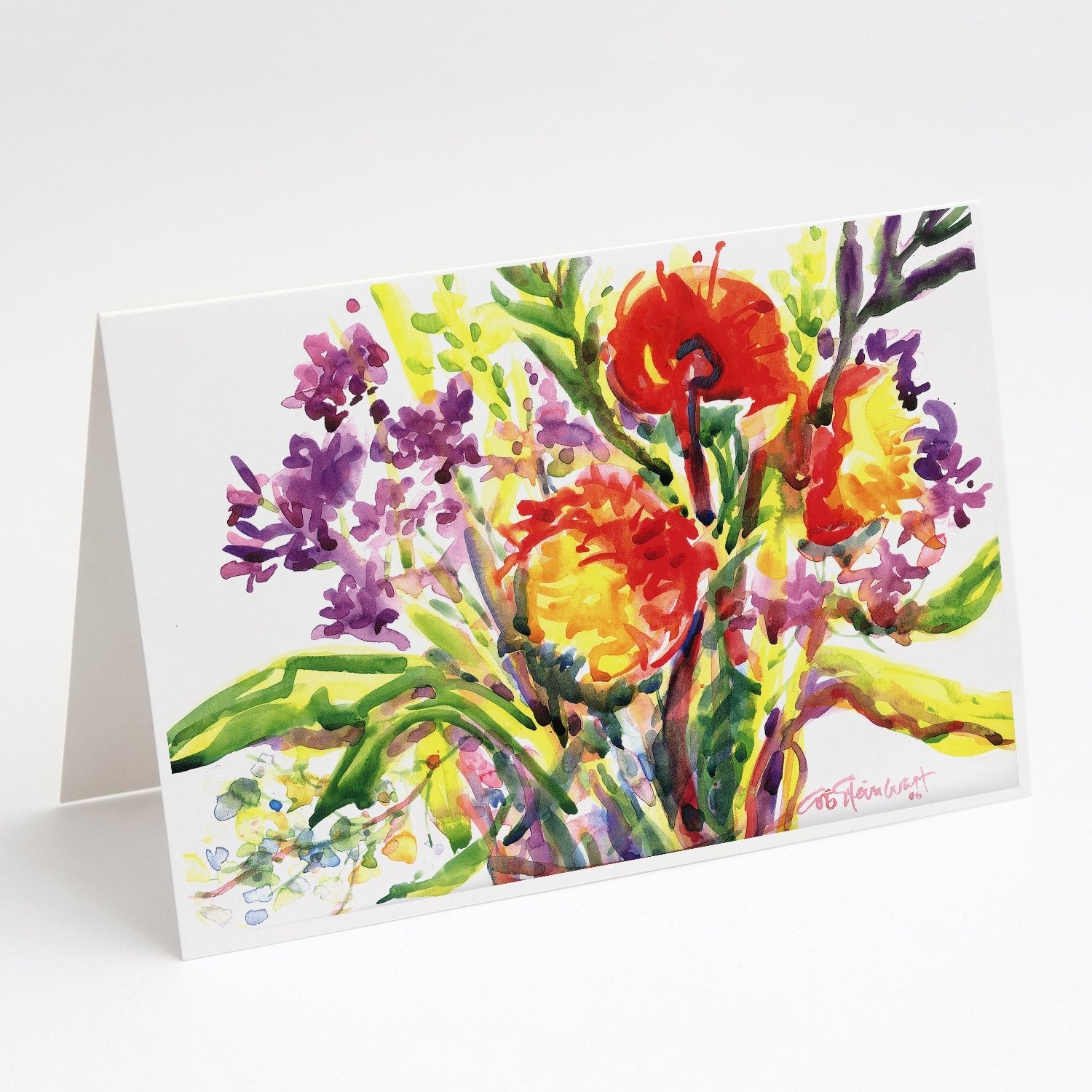 Flower Greeting Cards Pack of 8 Blank Cards with Envelopes Whimsical A7 Size 5x7