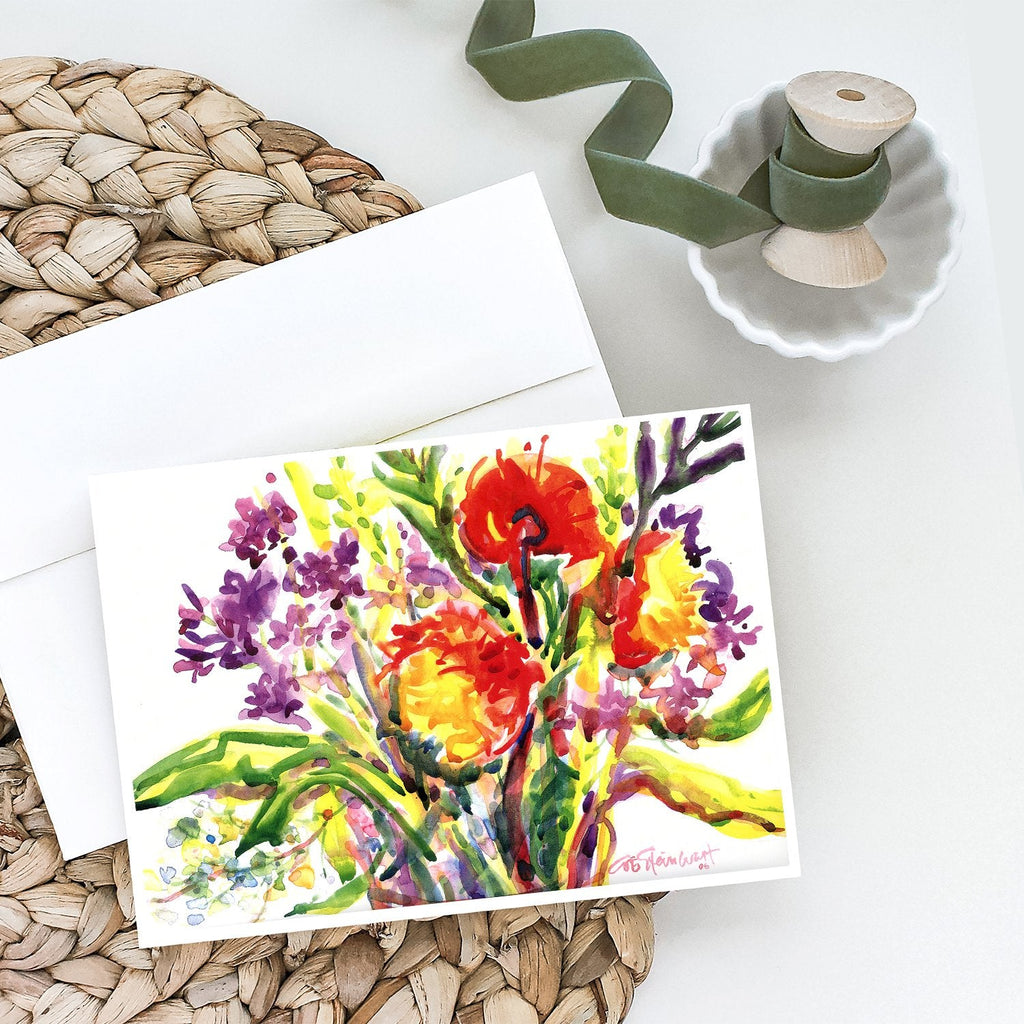 Flower Greeting Cards Pack of 8 Blank Cards with Envelopes Whimsical A7 Size 5x7