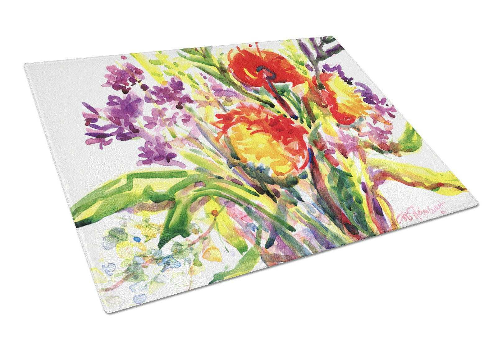 Flower Cutting Board Tempered Glass Kitchen Cutting Surface, Heat Resistant Chopping, Non-Slip Feet, Food Prep & Serving