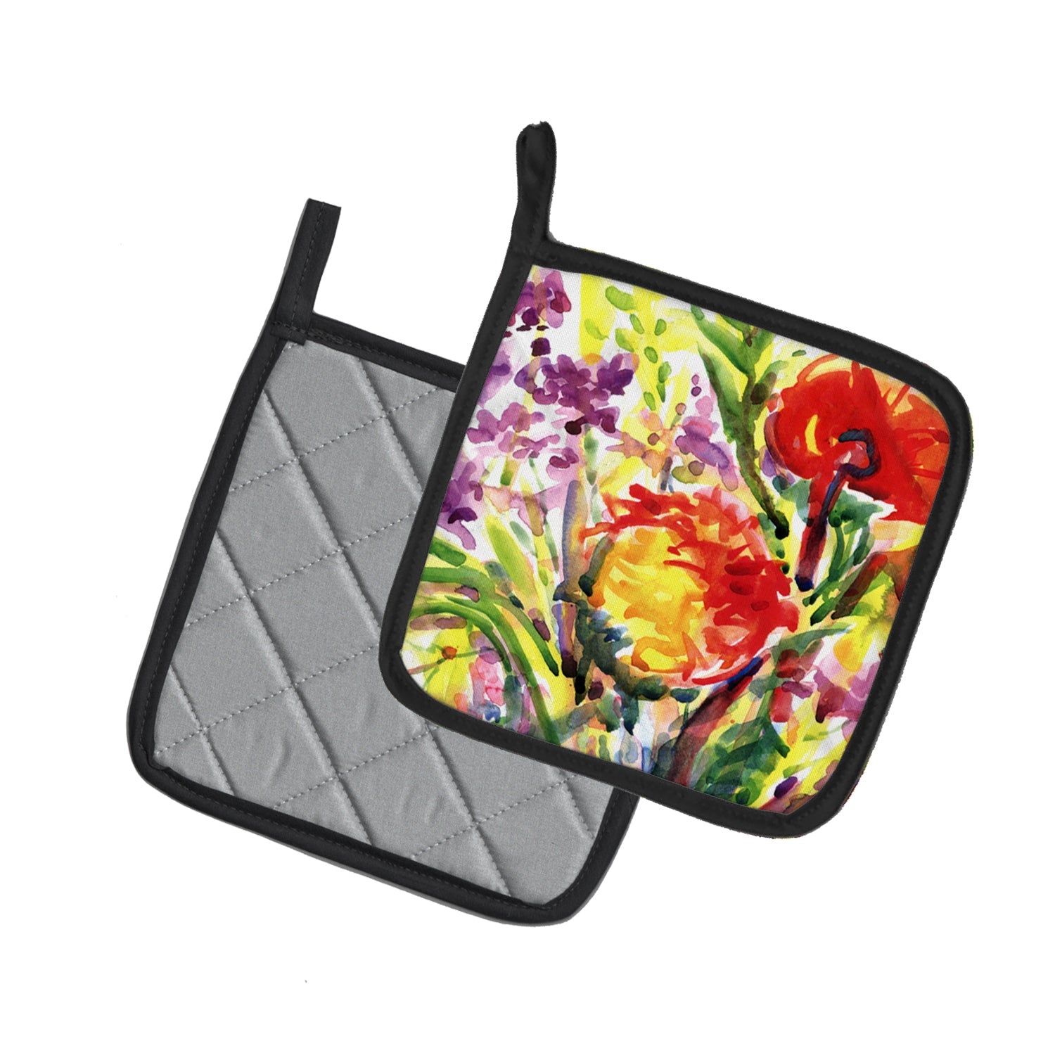 Flower Pot Holder Set of 2 Heat Resistant Quilted Hot Pads 7.5 x 7.5 Inch, Insulated Kitchen Trivets for Cooking & Baking