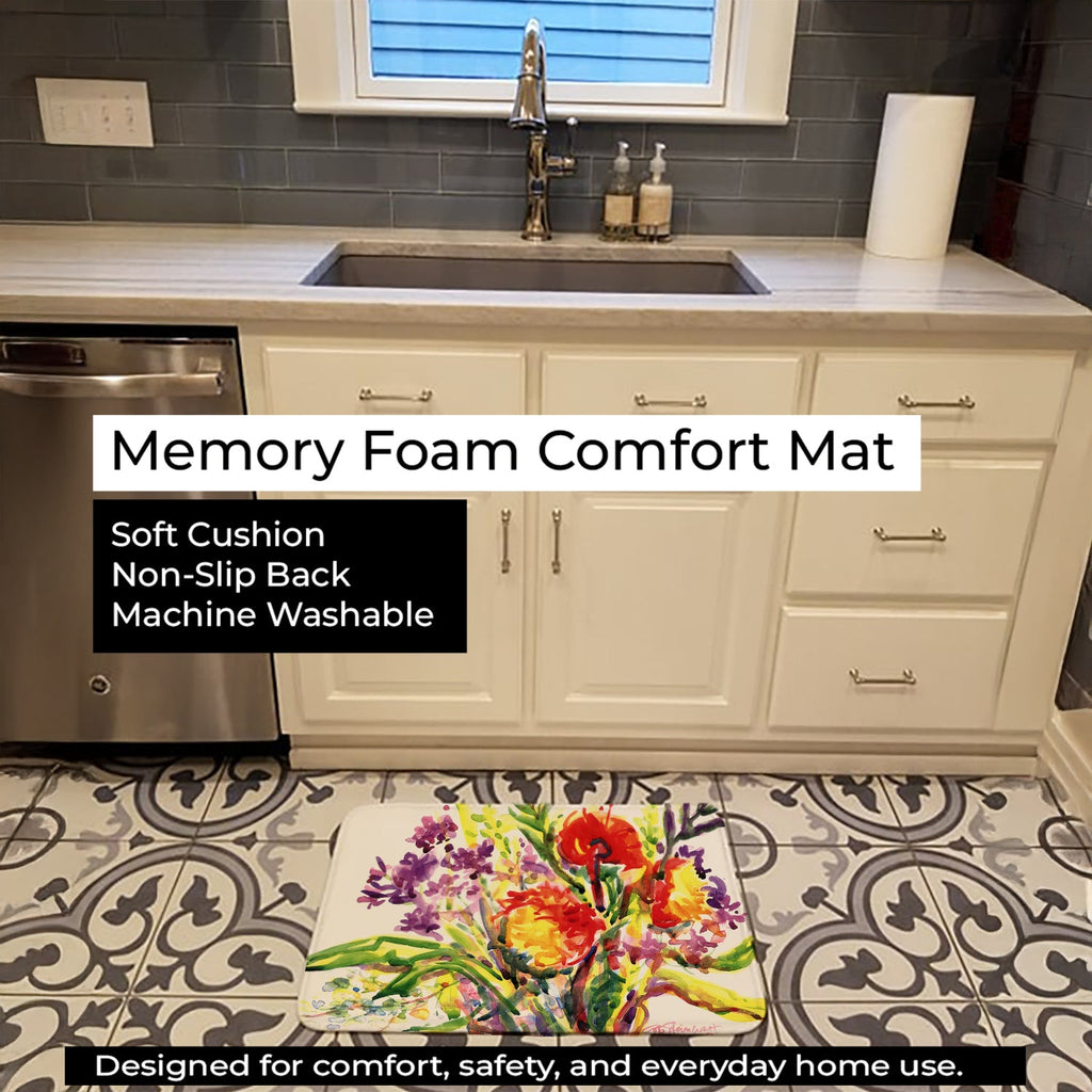 Flower Memory Foam Kitchen Mat Machine Washable Anti-Fatigue Cushion Comfort Bath or Kitchen Rug