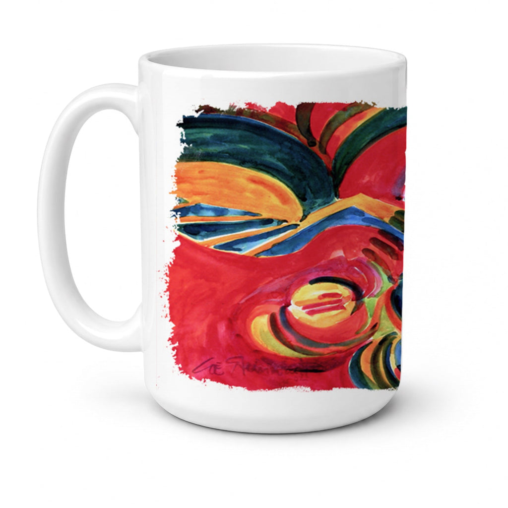 Red Flowers and berries Ceramic Coffee Mug 15 oz Decorative Large C Handle Mug Cup for Tea, Cocoa Hot Chocolate