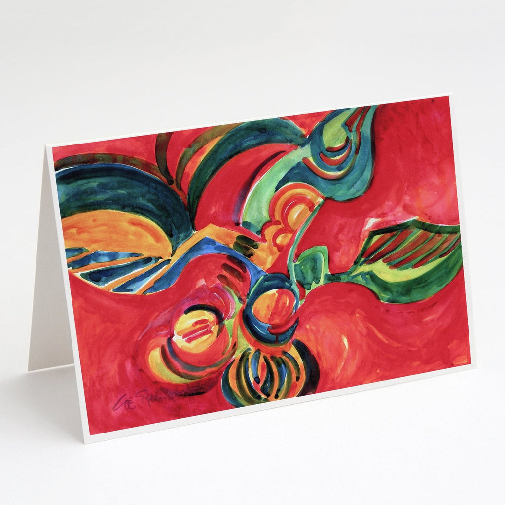 Red Flowers and berries Greeting Cards Pack of 8 Blank Cards with Envelopes Whimsical A7 Size 5x7