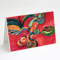 Red Flowers and berries Greeting Cards Pack of 8 Blank Cards with Envelopes Whimsical A7 Size 5x7