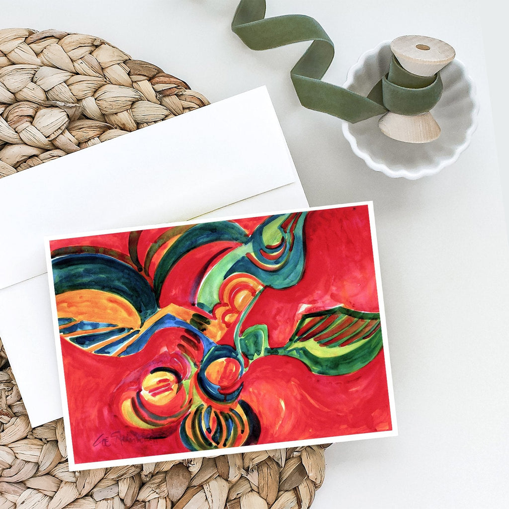 Red Flowers and berries Greeting Cards Pack of 8 Blank Cards with Envelopes Whimsical A7 Size 5x7