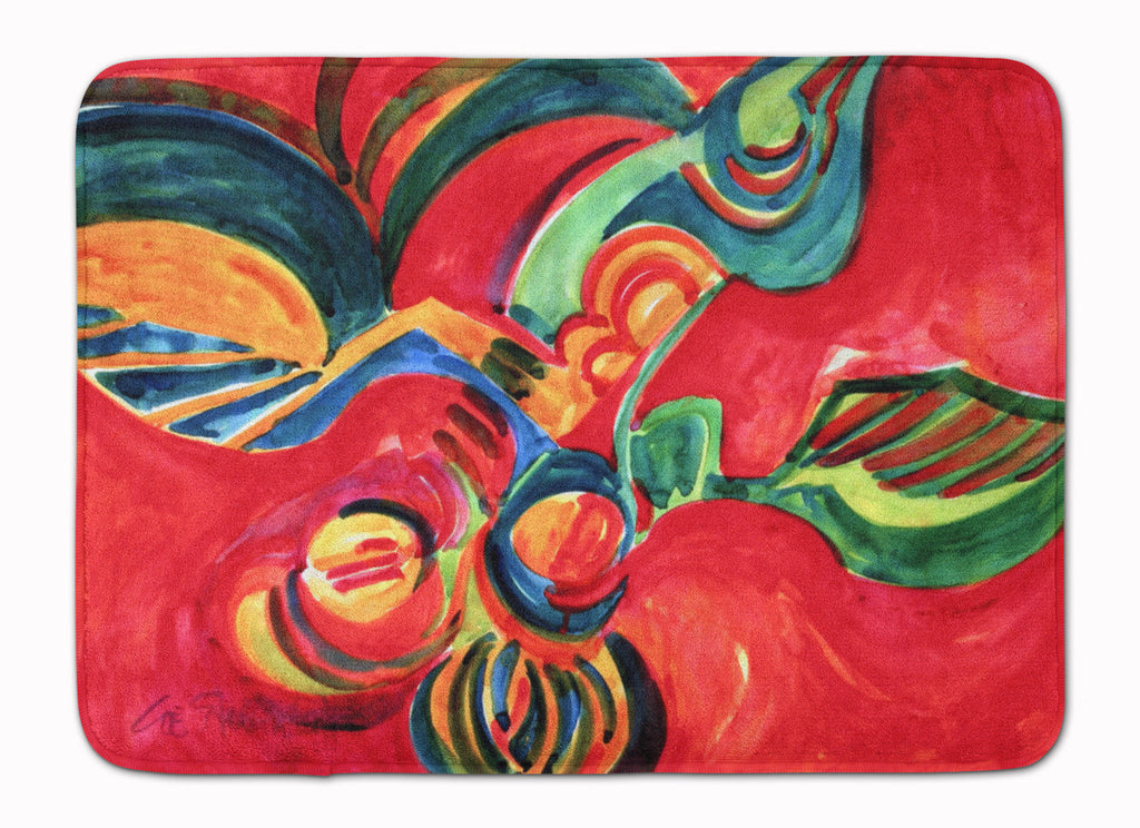 Red Flowers and berries Memory Foam Kitchen Mat Machine Washable Anti-Fatigue Cushion Comfort Bath or Kitchen Rug