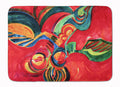 Red Flowers and berries Memory Foam Kitchen Mat Machine Washable Anti-Fatigue Cushion Comfort Bath or Kitchen Rug