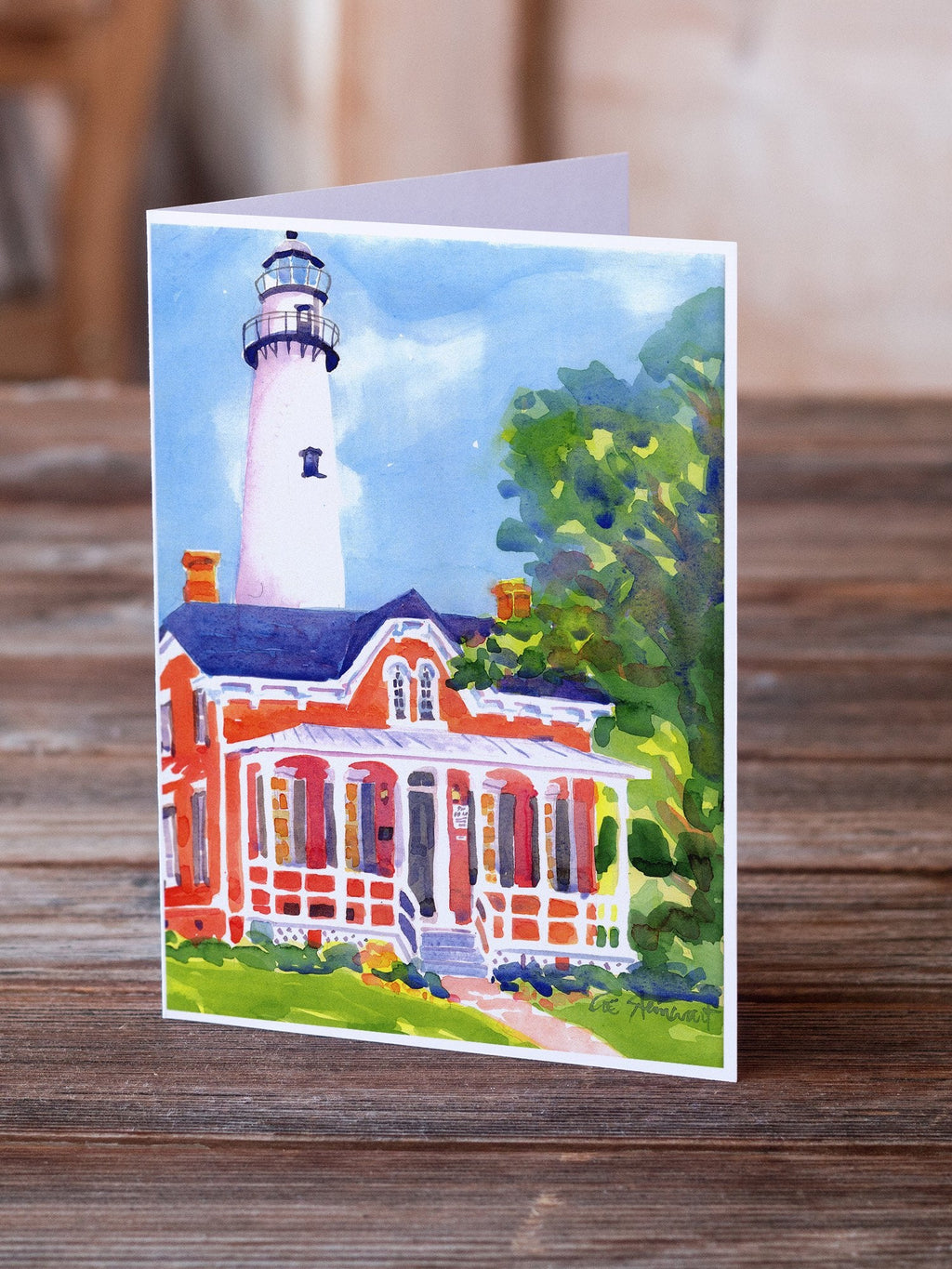 Lighthouse Greeting Cards Pack of 8 Blank Cards with Envelopes Whimsical A7 Size 5x7