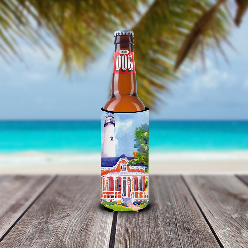 Lighthouse Slim Can Hugger , Insulated Foam Hugger for 12 oz Slim Cans, Beer Bottles & Water Bottles, Printed in USA