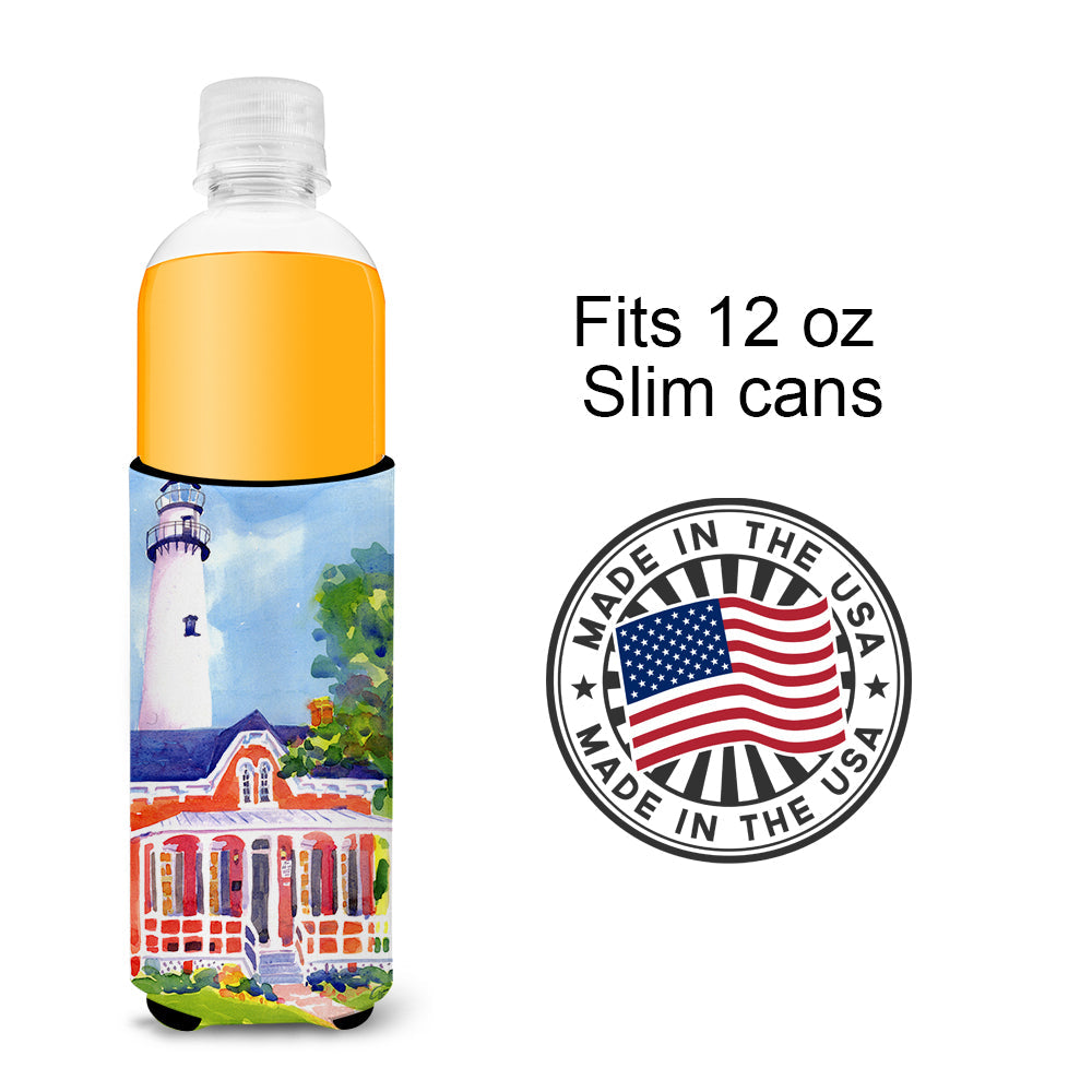 Lighthouse Slim Can Hugger , Insulated Foam Hugger for 12 oz Slim Cans, Beer Bottles & Water Bottles, Printed in USA