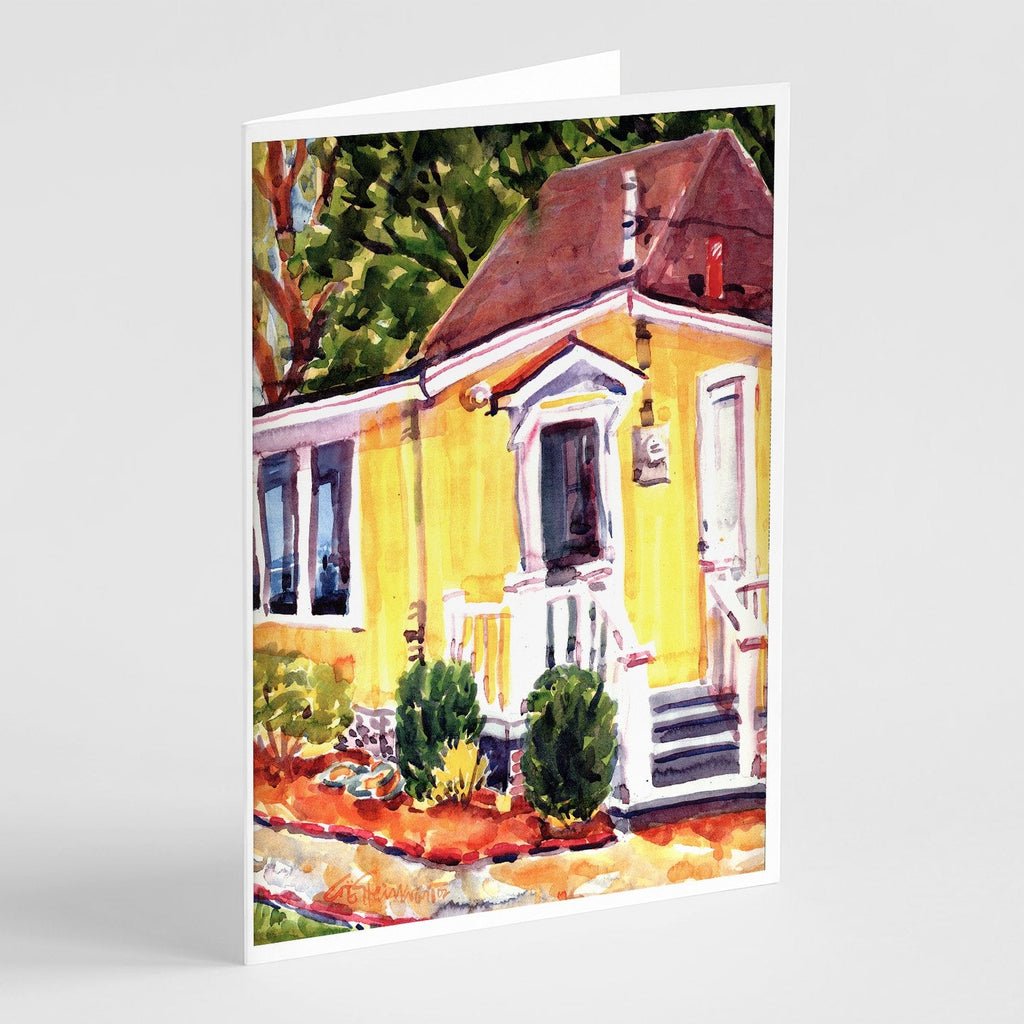 Yellow Cottage at the Beach Greeting Cards Pack of 8 Blank Cards with Envelopes Whimsical A7 Size 5x7