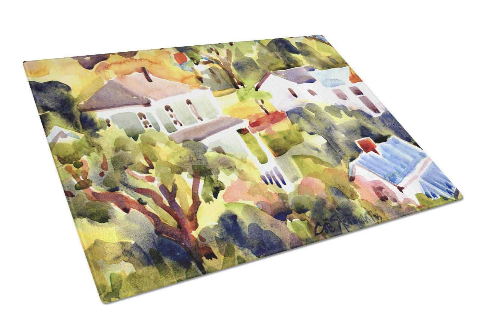 Houses Cutting Board Tempered Glass Kitchen Cutting Surface, Heat Resistant Chopping, Non-Slip Feet, Food Prep & Serving