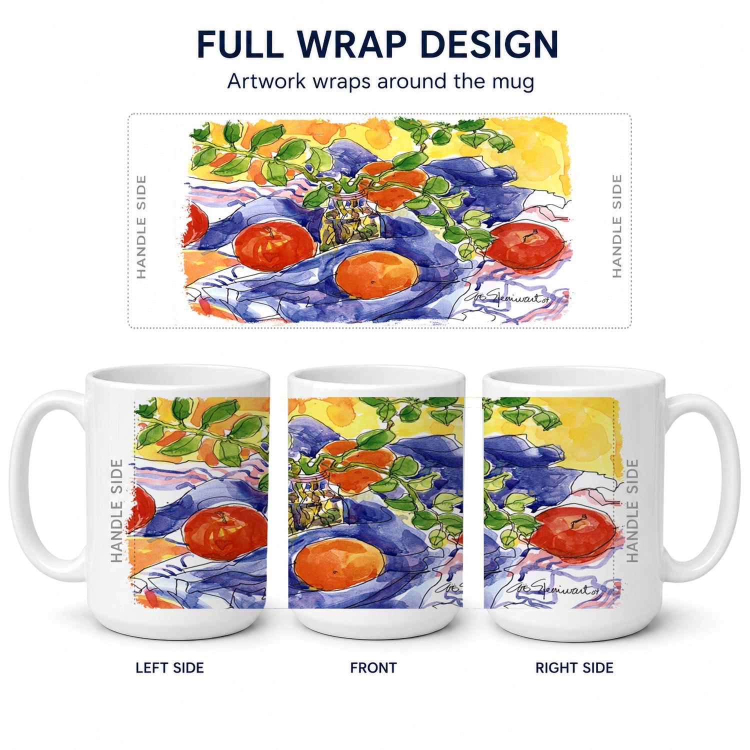 Apples Ceramic Coffee Mug 15 oz Decorative Large C Handle Mug Cup for Tea, Cocoa Hot Chocolate