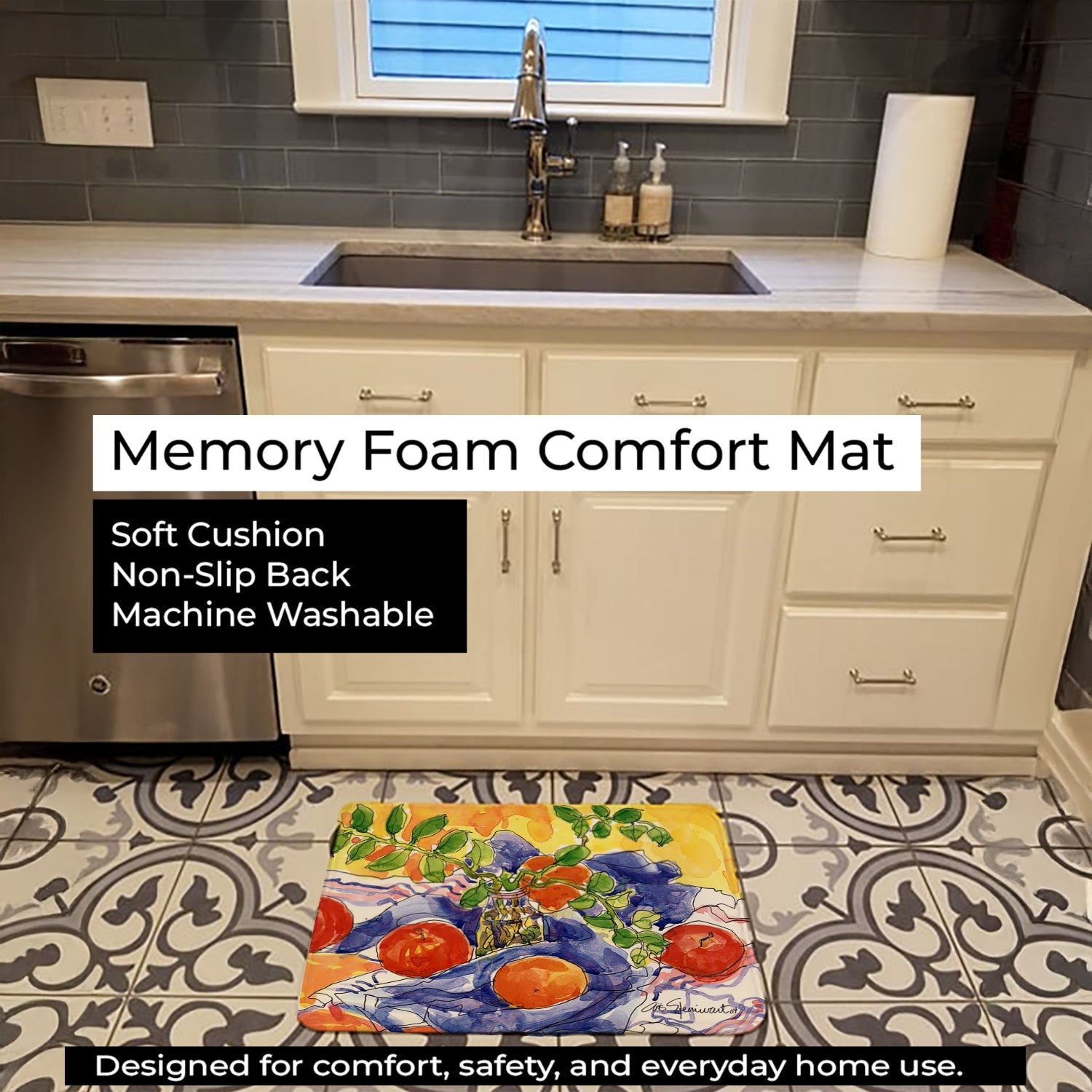 Apples Memory Foam Kitchen Mat Machine Washable Anti-Fatigue Cushion Comfort Bath or Kitchen Rug