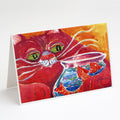 Big Red Cat at the fishbowl Greeting Cards Pack of 8 Blank Cards with Envelopes Whimsical A7 Size 5x7