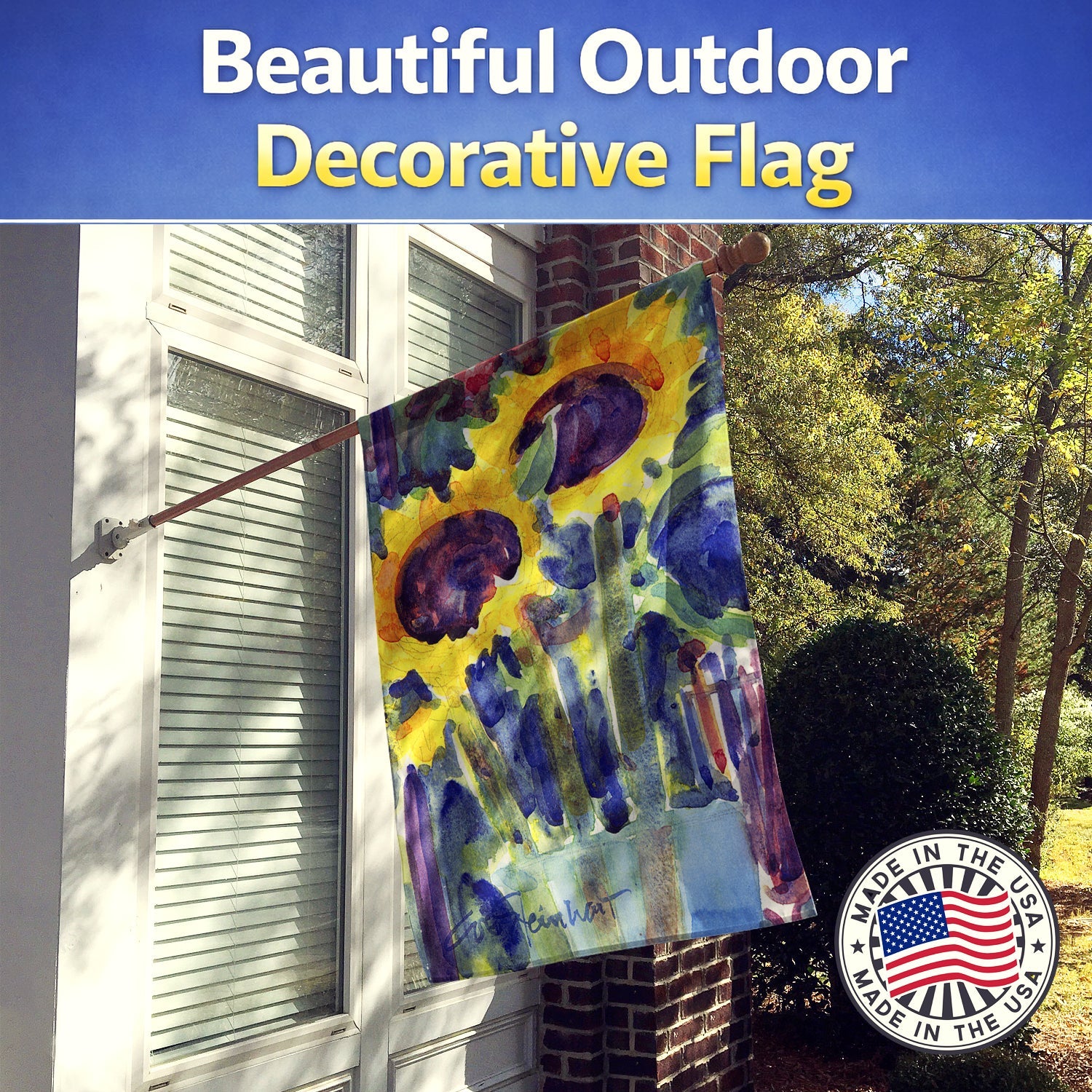 Flower - Sunflower House Flag 28x40 Porch Sleeve Pole Decorative Outside Yard Banner Artwork Wall Hanging, Polyester
