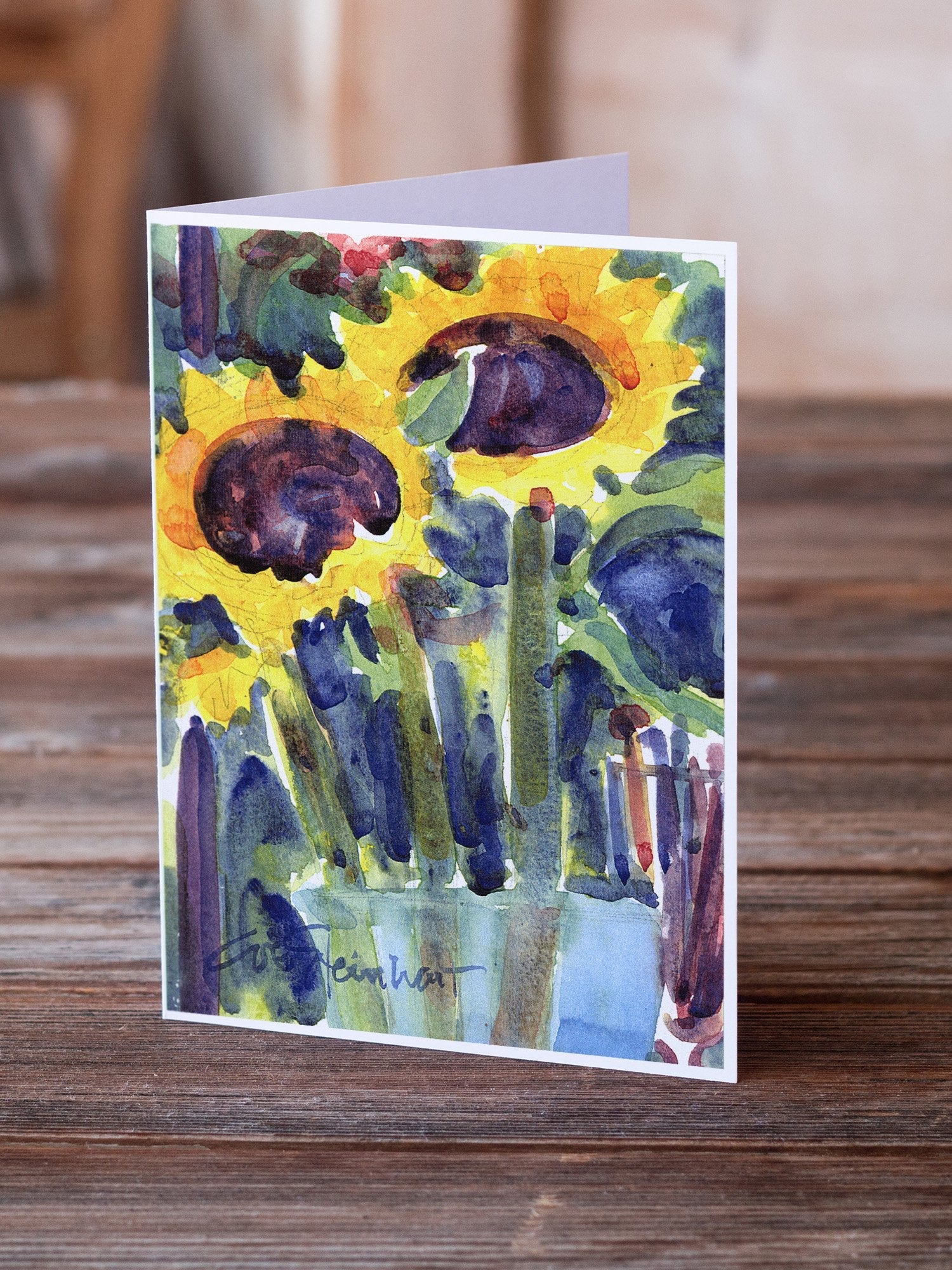 Flower - Sunflower Greeting Cards Pack of 8 Blank Cards with Envelopes Whimsical A7 Size 5x7