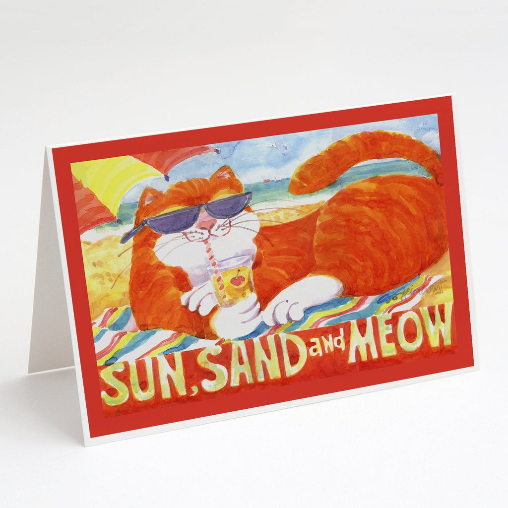 Orange Tabby at the beach Greeting Cards Pack of 8 Blank Cards with Envelopes Whimsical A7 Size 5x7