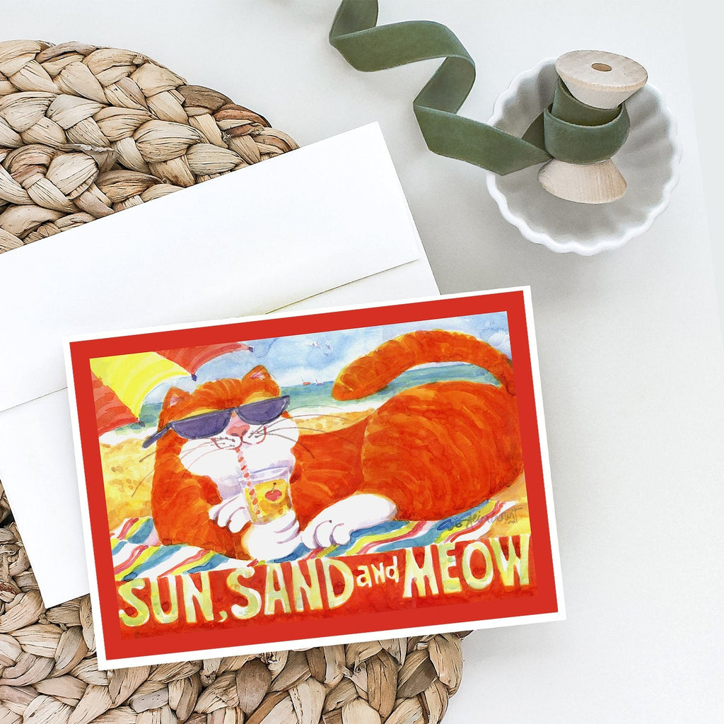 Orange Tabby at the beach Greeting Cards Pack of 8 Blank Cards with Envelopes Whimsical A7 Size 5x7