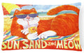 Orange Tabby at the beach Decorative Throw Pillow 12x16 Indoor Outdoor Accent Cushion, Fabric Cover with Insert for Sofa, Bed, Porch & Living Room