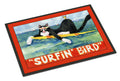 Black and white Cat Surfin Bird Doormat Indoor Outdoor 24H X 36W Front Door Mat Rugs for Entryway, Non Slip Washable Low Pile,