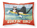 Black and white Cat Surfin Bird Standard Pillowcase Lightweight Super Soft Easy Care Decorative Artwork Pillowcase, Standard
