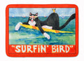 Black and white Cat Surfin Bird Memory Foam Kitchen Mat Machine Washable Anti-Fatigue Cushion Comfort Bath or Kitchen Rug