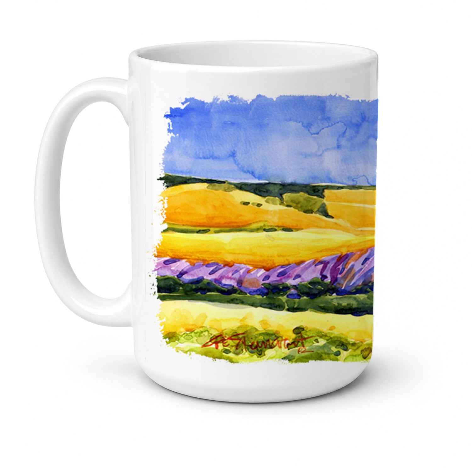 Landscape Ceramic Coffee Mug 15 oz Decorative Large C Handle Mug Cup for Tea, Cocoa Hot Chocolate
