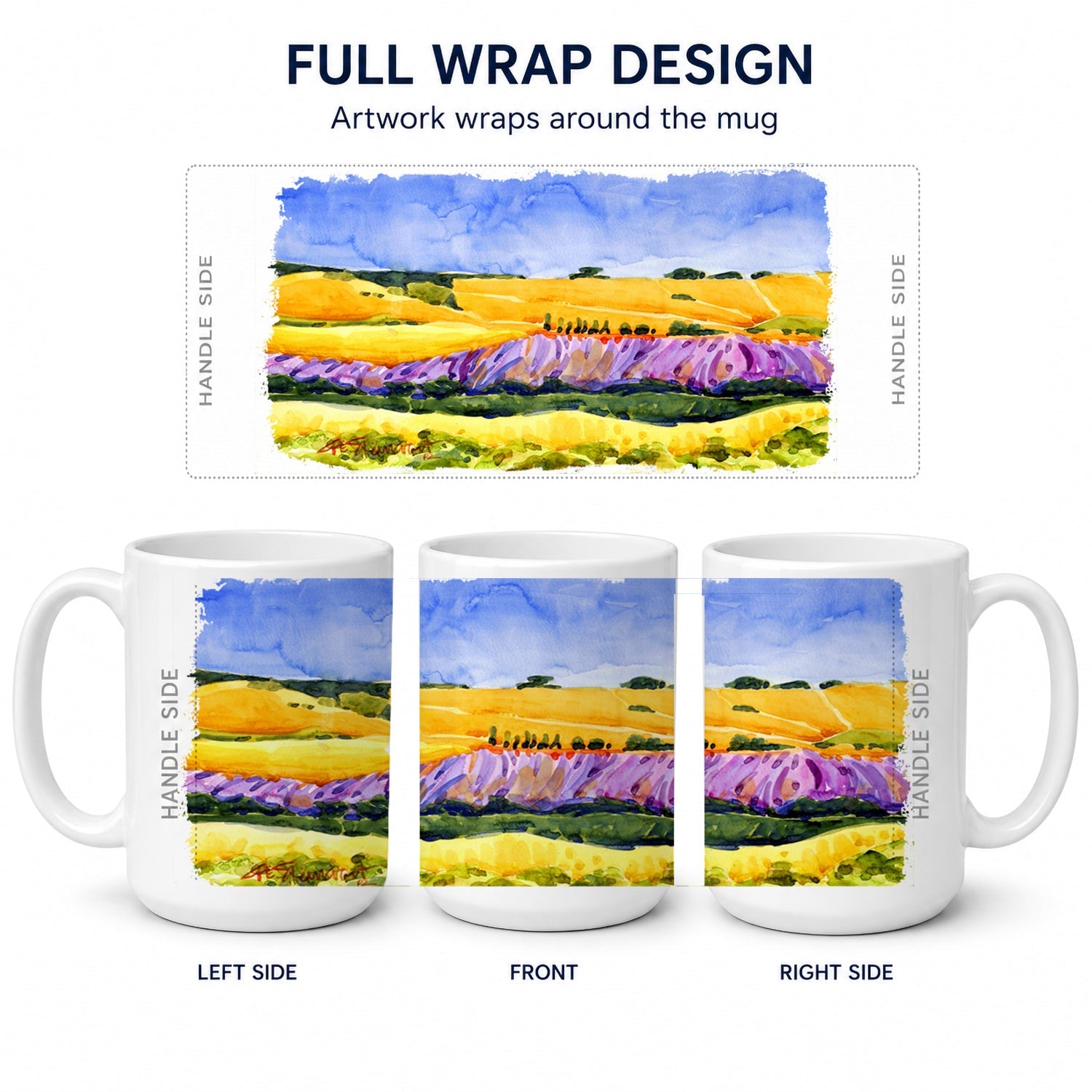 Landscape Ceramic Coffee Mug 15 oz Decorative Large C Handle Mug Cup for Tea, Cocoa Hot Chocolate