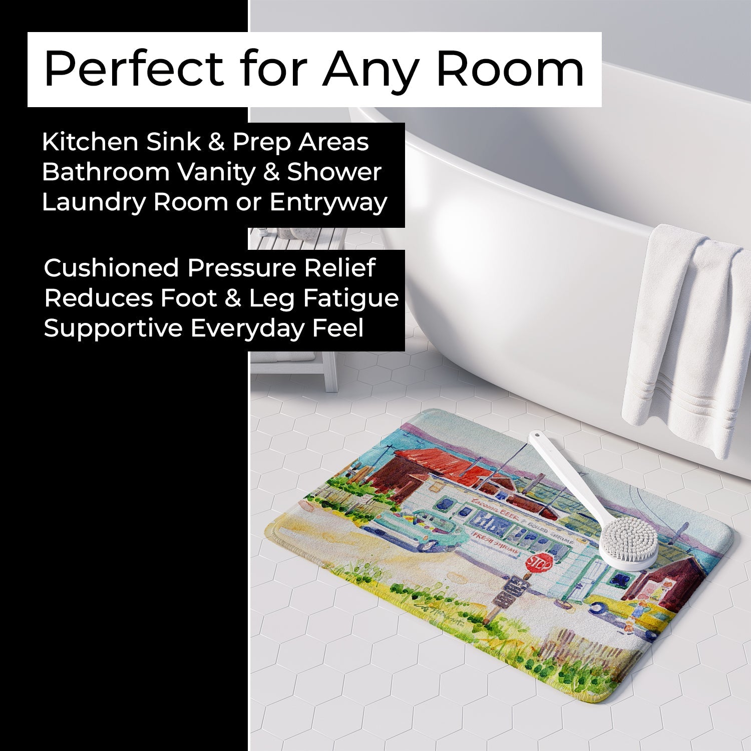 Seafood Shack for fresh shrimp Memory Foam Kitchen Mat Machine Washable Anti-Fatigue Cushion Comfort Bath or Kitchen Rug