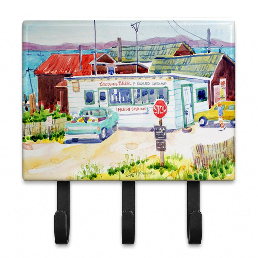 Seafood Shack for fresh shrimp Leash or Key Holder Wall Hooks, Coat Rack Wall Mount, for Hanging Keys, Towels, Aprons, Leashes