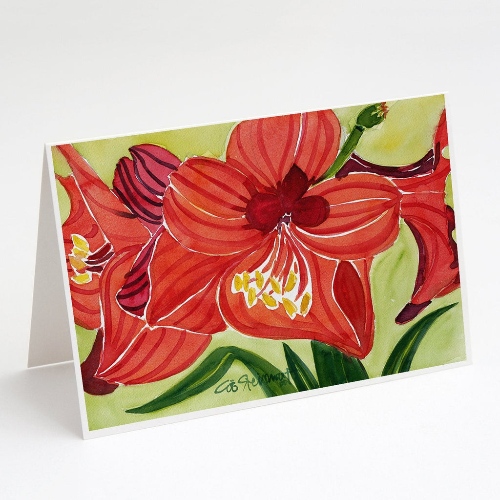 Flower - Amaryllis Greeting Cards Pack of 8 Blank Cards with Envelopes Whimsical A7 Size 5x7