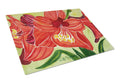 Flower - Amaryllis Cutting Board Tempered Glass Kitchen Cutting Surface, Heat Resistant Chopping, Non-Slip Feet, Food Prep & Serving