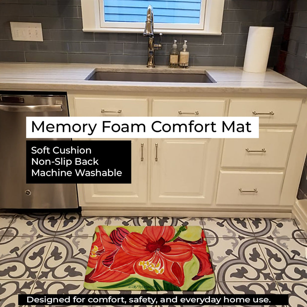 Flower - Amaryllis Memory Foam Kitchen Mat Machine Washable Anti-Fatigue Cushion Comfort Bath or Kitchen Rug