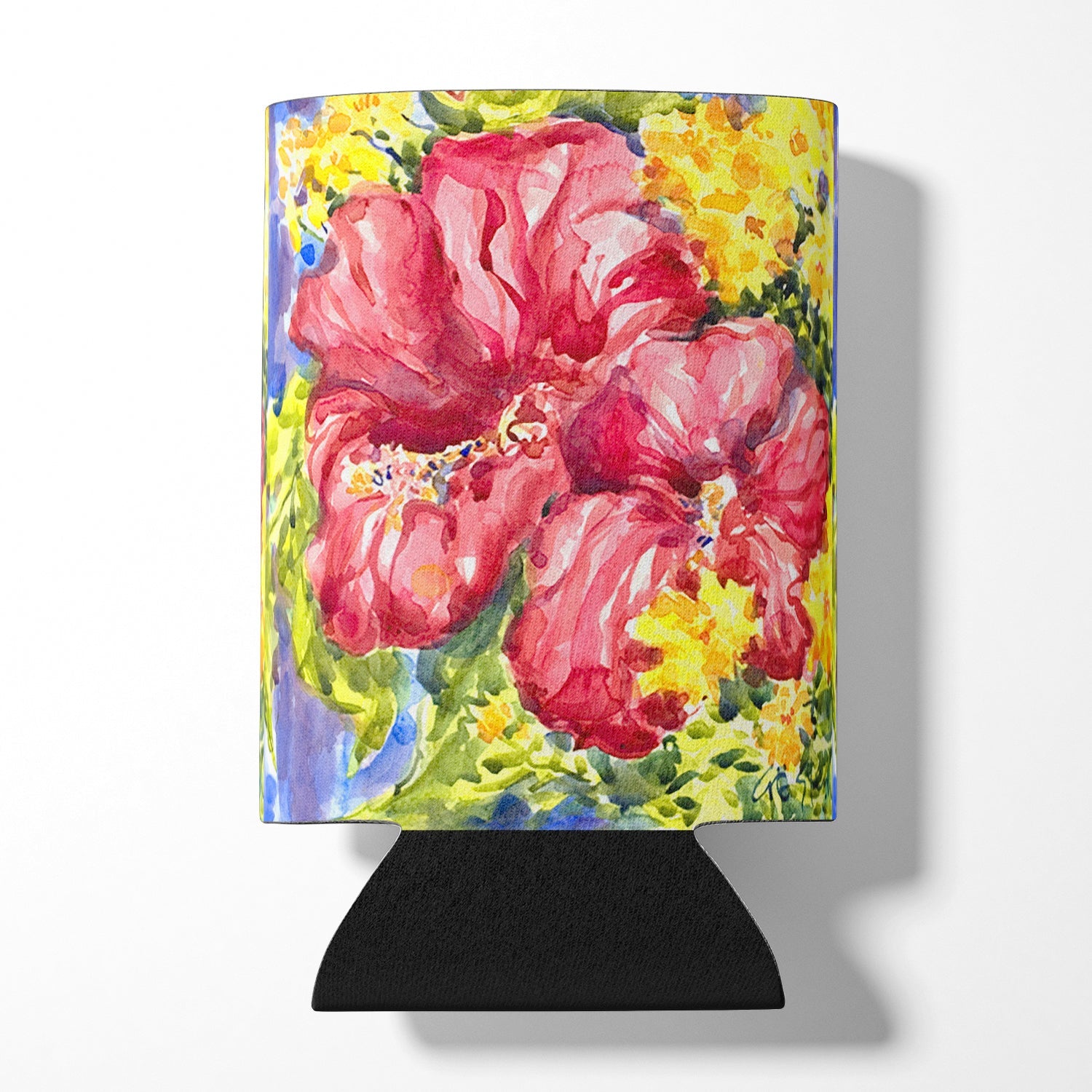 Flower - Hibiscus Can or Bottle Hugger Cooler Sleeve for Standard 12 oz Cans, Insulated Foam Beer & Soda Can Hugger Reusable