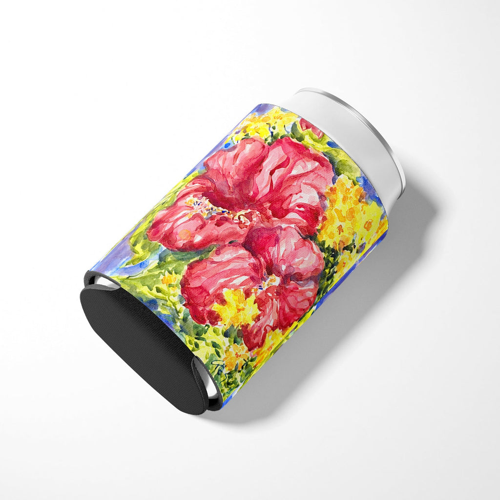 Flower - Hibiscus Can or Bottle Hugger Cooler Sleeve for Standard 12 oz Cans, Insulated Foam Beer & Soda Can Hugger Reusable