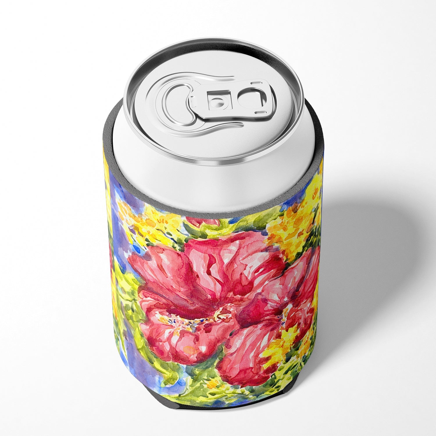 Flower - Hibiscus Can or Bottle Hugger Cooler Sleeve for Standard 12 oz Cans, Insulated Foam Beer & Soda Can Hugger Reusable