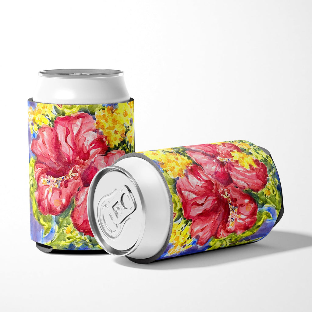 Flower - Hibiscus Can or Bottle Hugger Cooler Sleeve for Standard 12 oz Cans, Insulated Foam Beer & Soda Can Hugger Reusable
