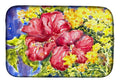 Flower - Hibiscus Dish Drying Mat Absorbent Dish Drying Mat Pad for Kitchen Counter Dish Drainer Mat for Countertop, 14 x 21", Multicolor