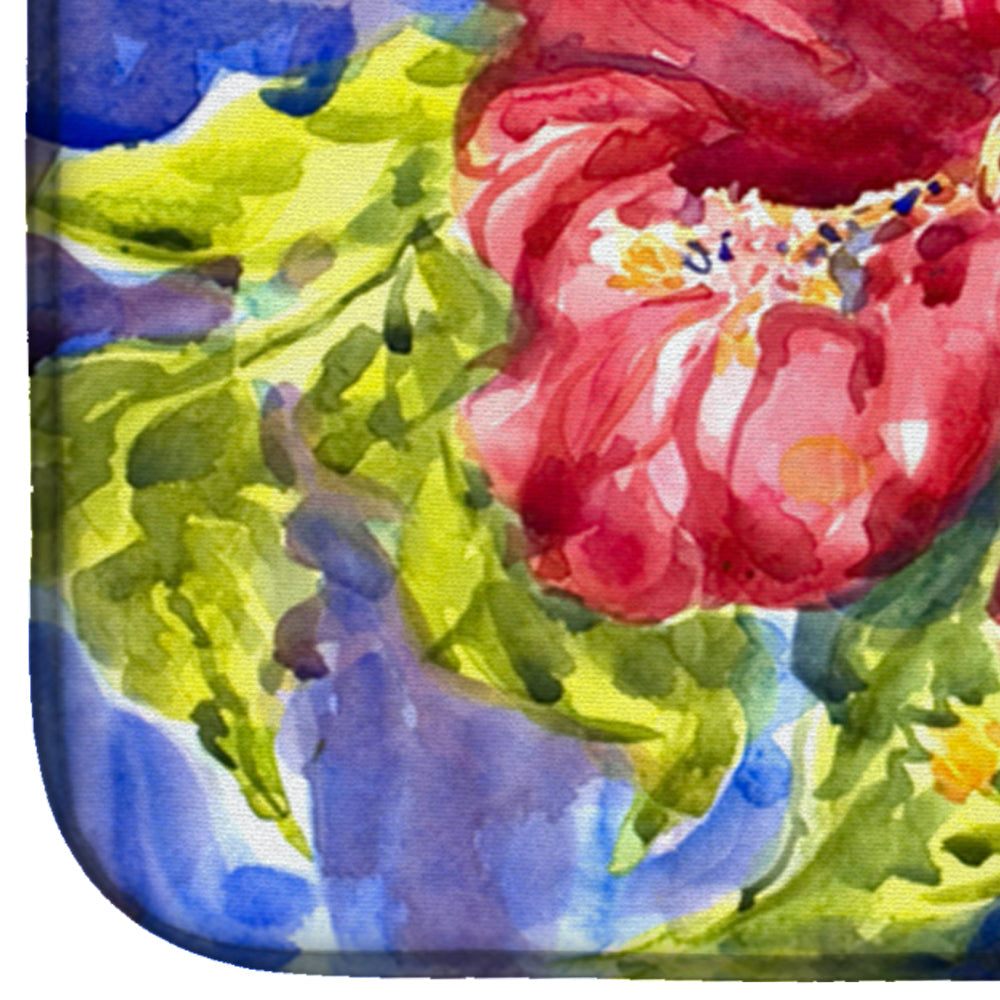 Flower - Hibiscus Dish Drying Mat Absorbent Dish Drying Mat Pad for Kitchen Counter Dish Drainer Mat for Countertop, 14 x 21", Multicolor