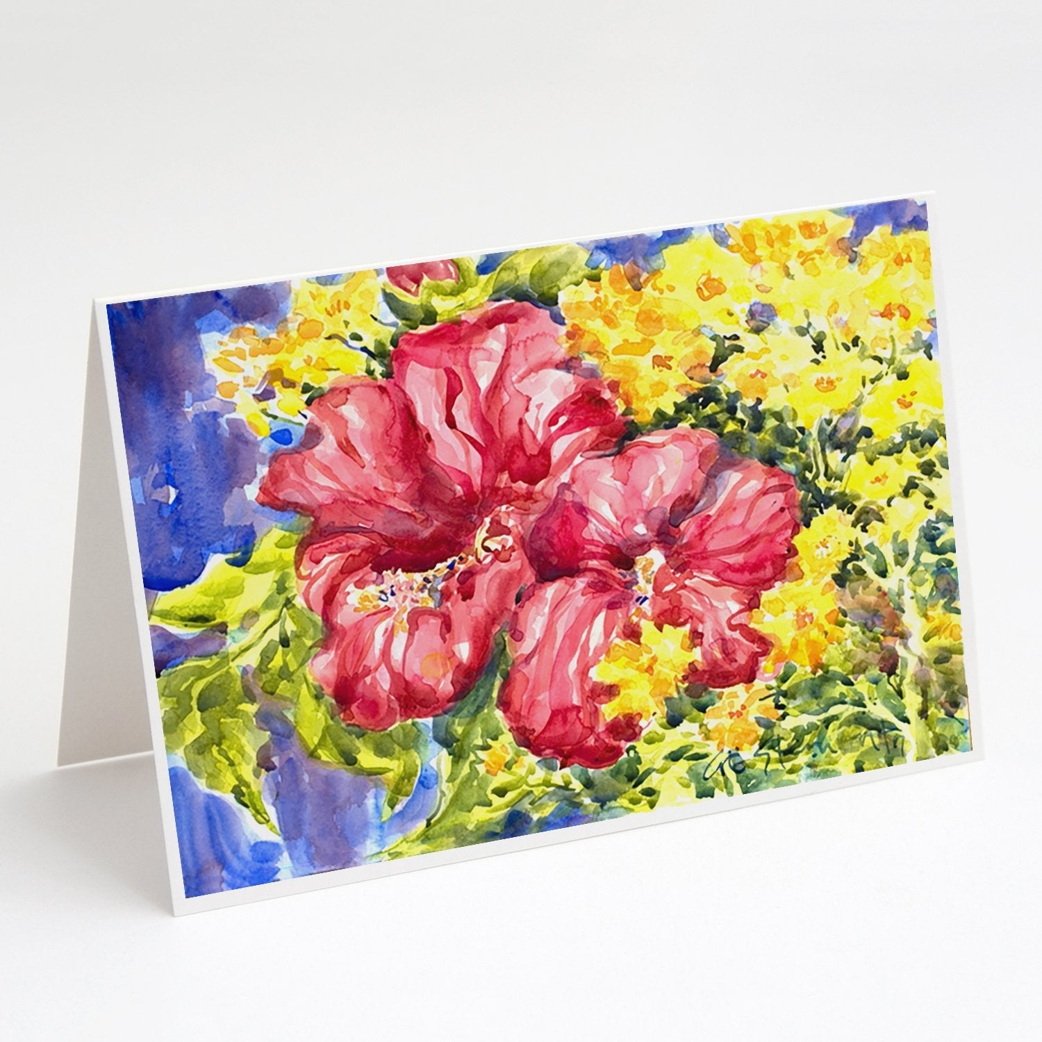Flower - Hibiscus Greeting Cards Pack of 8 Blank Cards with Envelopes Whimsical A7 Size 5x7