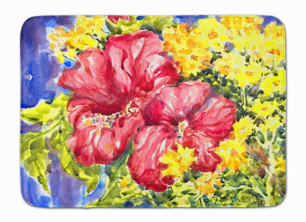 Flower - Hibiscus Memory Foam Kitchen Mat Machine Washable Anti-Fatigue Cushion Comfort Bath or Kitchen Rug