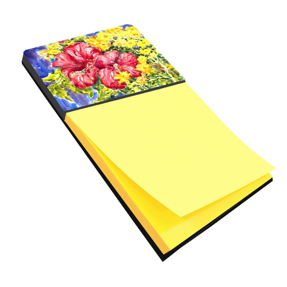 Flower - Hibiscus Watercolor Sticky Note Holder Refillable Dispenser Desk Accessory 3x3 Pad Gift